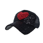 Glitter Sequin Hat Bling Heart Meshed Sparkle Shining Baseball Cap