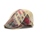 Cotton Men Flat Cap Patchwork Beret Cabbie Ivy Gatsby Driving Adjustable Cap