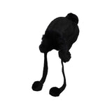 Fleece Lining Thick Cable Knit Beanie Hat Earflaps Cap