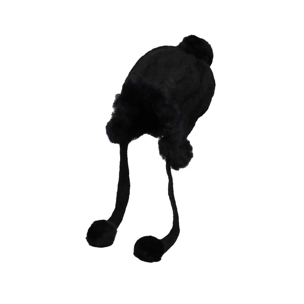 Fleece Lining Thick Cable Knit Beanie Hat Earflaps Cap