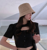 Cotton Bucket Hat Unisex Outdoor Fishing Cap Packable Travel Beach Sun Hat YZB0203