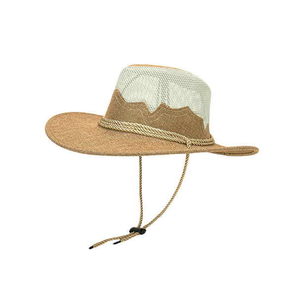Linen Mesh Western Cowboy Hat Wide Brim Breathable Sun Hat – WITHMOONS