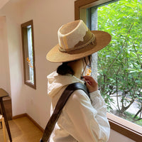 Linen Mesh Western Cowboy Hat Wide Brim Breathable Sun Hat YZC0180