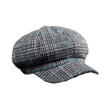 Check Cotton Octagonal Hat Newsboy Beret Cap Baker Boy Flat Cap