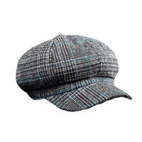 Check Cotton Octagonal Hat Newsboy Beret Cap Baker Boy Flat Cap