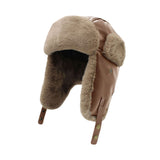 Trapper Russian Hat - Winter Trooper Ski Ear Flap Cap - Faux Leather Aviator Hats YZT0236