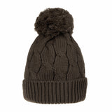 Knitted Twisted Cable Bobble Pom Beanie Hat Slouchy AC5474