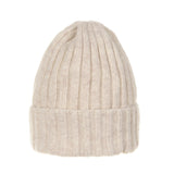 Wool Ribbed Knitted Beanie Hat Slouchy Bobble Pom AC5476