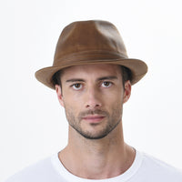 Fedora Hat Vintage Weathered Faux Leather Hat AC6387