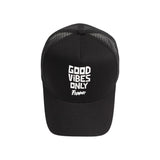GOOD VIBES ONLY Print Mesh Snapback Hat Hiphop Trucker Cap Baseball Cap