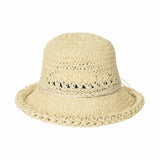 Women Flanging Straw Sun Hat Summer Bowler Beach Cap Roll Up Brim CR9981