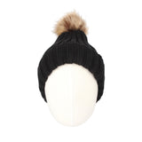 Fleece Ribbed Knit Pom Beanie Winter Hat Slouchy Cap CZP0011