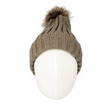 Fleece Ribbed Knit Pom Beanie Winter Hat Slouchy Cap CZP0011