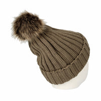 Fleece Ribbed Knit Pom Beanie Winter Hat Slouchy Cap CZP0011