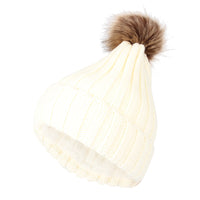 Fleece Ribbed Knit Pom Beanie Winter Hat Slouchy Cap CZP0011