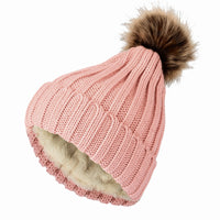 Fleece Ribbed Knit Pom Beanie Winter Hat Slouchy Cap CZP0011