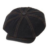 Baker Boy Flat Cap Stitchy Beret Washed Denim Jean Hat