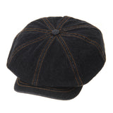 Baker Boy Flat Cap Stitchy Beret Washed Denim Jean Hat