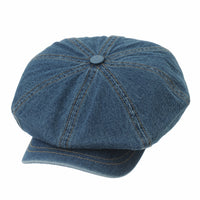 Baker Boy Flat Cap Stitchy Beret Washed Denim Jean Hat DW3834