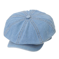 Baker Boy Flat Cap Stitchy Beret Washed Denim Jean Hat DW3834