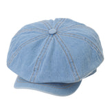 Baker Boy Flat Cap Stitchy Beret Washed Denim Jean Hat DW3834