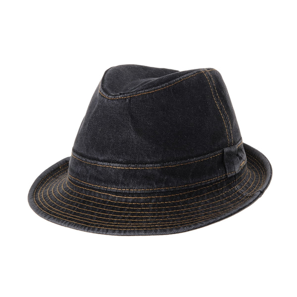 Denim Bucket Hat Plain Stitch Washed Short Brim Packable Fedora Cap