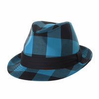 Fedora Hat Gingham Plaid Check Pattern Cotton Hat