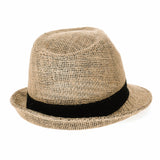 Linen Fedora Hat Paper Straw Banded Summer Cool DW6711