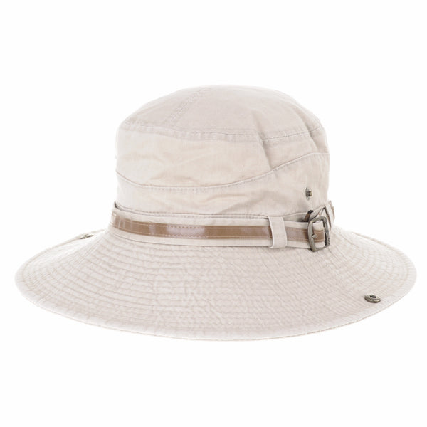 Boonie Bush Hat Wide Brim Faux Leather Band Side Snap