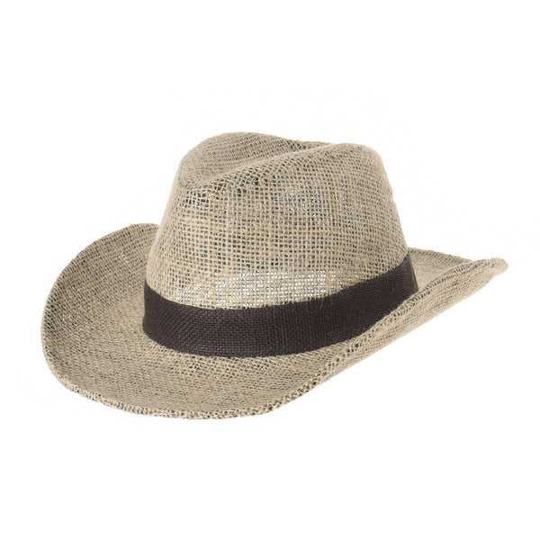 Western Cowboy Hat Paper Straw Linen Fedora Panama Hat