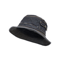 Denim Bucket Hat Pocket Fishing Travel Sun Washed Cap