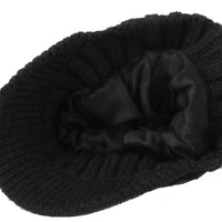 Winter Fleece Knit Visor Pom Beanie Hat Baseball Cap DWR1133