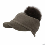 Wool Knit Visor Pom Beanie Hat Baseball Watch Cap