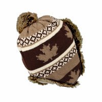 Fleece Maple Fair Isle Knit Beanie Hat Earflaps Cap FZ70021