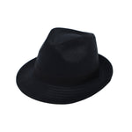 Vintage Fedora Hat Faux Leather Short Brim with Band