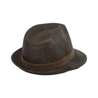 Fedora Hat Classic Faux Leather Short Brim with Band GN61332