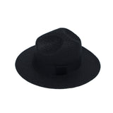 Wide Brim Fedora Panama Sun Hat Straw Black Banded GN61334