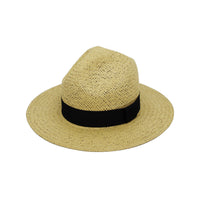 Wide Brim Fedora Panama Sun Hat Straw Black Banded GN61334