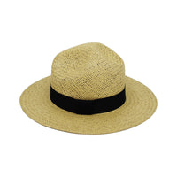 Wide Brim Fedora Panama Sun Hat Straw Black Banded GN61334