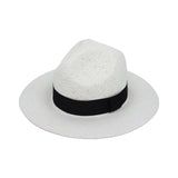 Wide Brim Fedora Panama Sun Hat Straw Black Banded GN61334