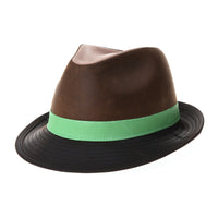 Vintage Fedora Hat Weathered Faux Leather Indiana Jones Hat
