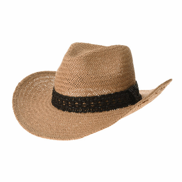 Western Cowboy Hat Cool Paper Straw Banded Chin Strap