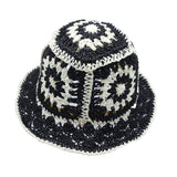 Women Floral Straw Crochet Sun Cap Summer Bowler Foldable Bucket Hat JDH1397