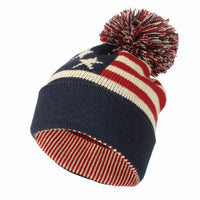 WITHMOONS USA Beanie Hat American Flag Toque Winter Pom Knit Beanies For Men Women JZP0027(Navy)