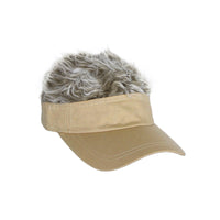 Flare Hair Sun Visor Cap with Fake Hair Wig Novelty KR1588