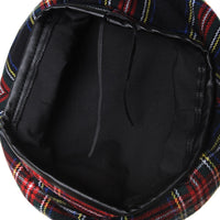 Wool Beret Hat Tartan Check Leather Sweatband KR9539