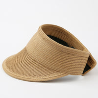 Womens Wide Brim Sun Visor Foldable Straw Beach Hat KRV1201