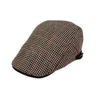 Wool Houndstooth Check Flat Cap Winter Warm Ivy Adjustable Hat LD31457