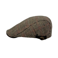 Wool Houndstooth Check Flat Cap Winter Warm Ivy Adjustable Hat LD31457