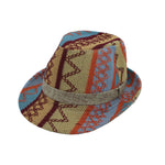 Fedora Hat Aztec Pattern Trilby Short Brim with Band